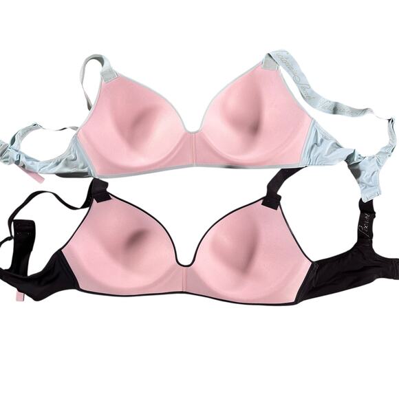 Victoria’s Secret Wireless T-Shirt Bras 38C Lot of 2 Black & Light Green NEW - Picture 5 of 9